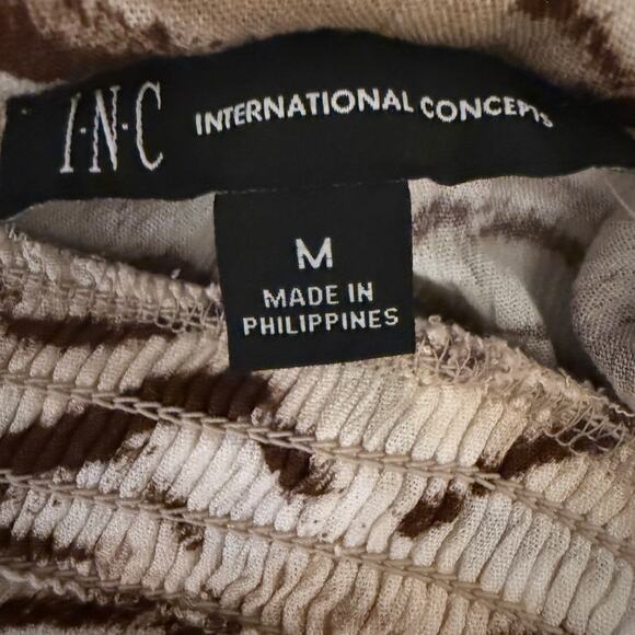 INC International Brown Zebra Animal Print Wide Leg Pants Boho Medium Fall - Picture 4 of 6